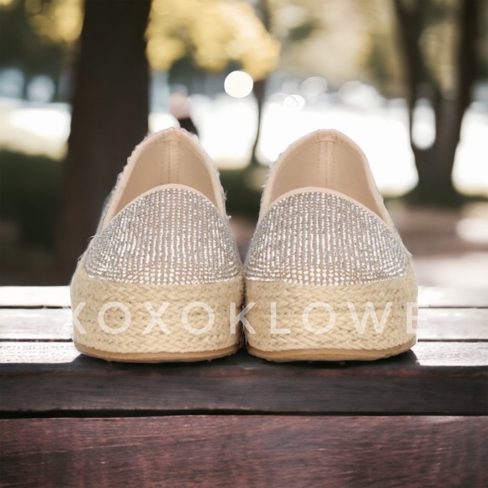 Rhinestone Sparkle Slip On Espadrille Platform Sneakers Bling Bling - Picture 5 of 14